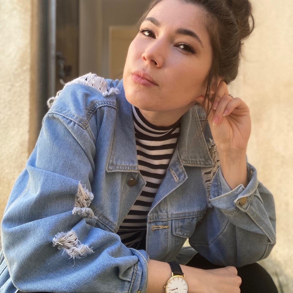 Oversized distressed light wash jean jacket